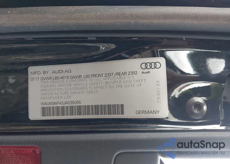2018 Audi A4 2.0T Ultra Premium/Tech Premium from USA, damaged, VIN WAUKMAF43JA035055